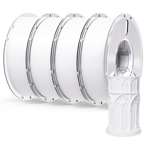 RAMBERY White PLA+ 3D Printer Filament 1.75mm 4kg Spool, Toughness Upgraded 3D Printing Filament, Neatly Wound Fit Most FDM Printers, 1KG X 4 Spools - color: Pla+ White, size: 4kg