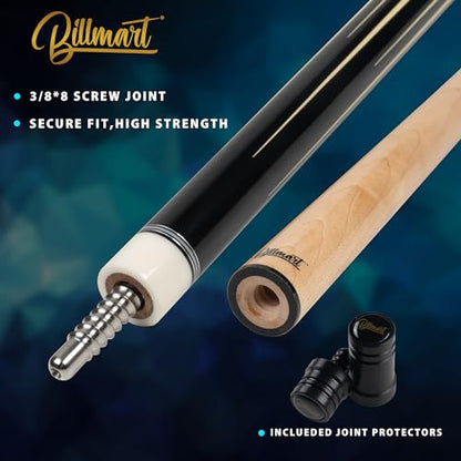 Billmart Pool Cue Stick, Low Deflection Shaft Billiard Cue Sticks with Hard Case, 13mm Pool Table Sticks Queue, 19-21 oz Professional Pool Stick - color: BM-PRO03, size: 19 ounce