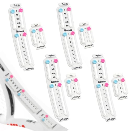 Uniharpa Tennis Score Keeper for Racket Padel,Pack of 4 White Tennis Racket Pickleball Paddle Scorekeeper,Small Score Board Counter for Tennis Trainer,Point Tracker Recording Points,1.9g,4pcs