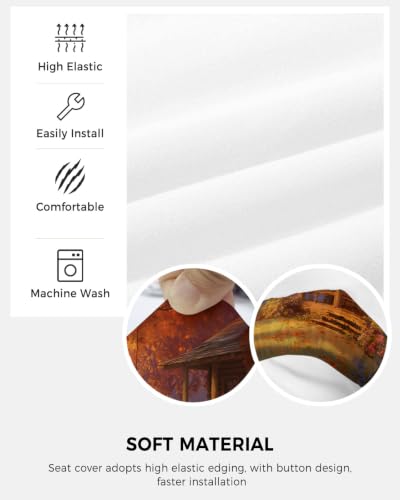 Savannan Office Chair Cover, Autumn Orange Maple Leaves Tree Protective Stretch Elastic Universal Cover for Desk Task Chair,Computer Rotating Chair 1 Pcs Farmhouse Cabin