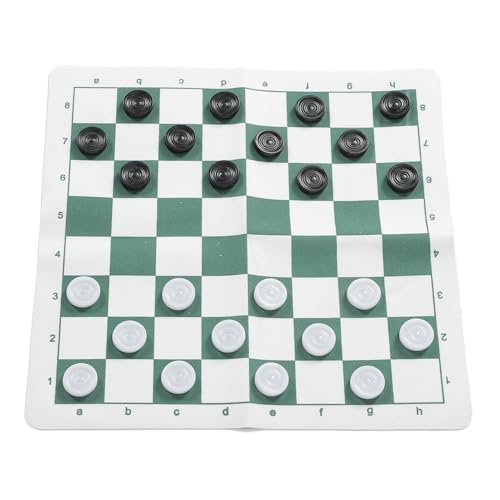 Outdoor Checkers, Folding PU Leather Camping Games Checkers Set with 24 Pieces for Kids Adults Family Picnics Parties Lawn BBQ (Green) - color: Green