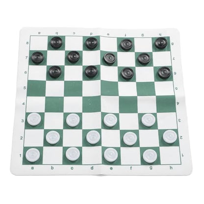 Outdoor Checkers, Folding PU Leather Camping Games Checkers Set with 24 Pieces for Kids Adults Family Picnics Parties Lawn BBQ (Green) - color: Green