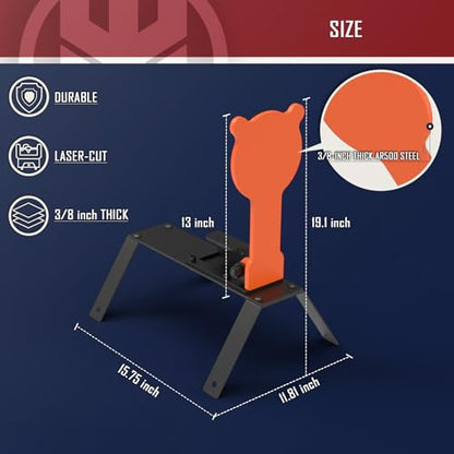 KNINE OUTDOORS 3/8'' AR500 Auto Reset Target, Steel Target for Shooting Range, Suitable for Pistol, Rifle, Handgun, Shotgun, Rimfire - style: Gong and Silhouette
