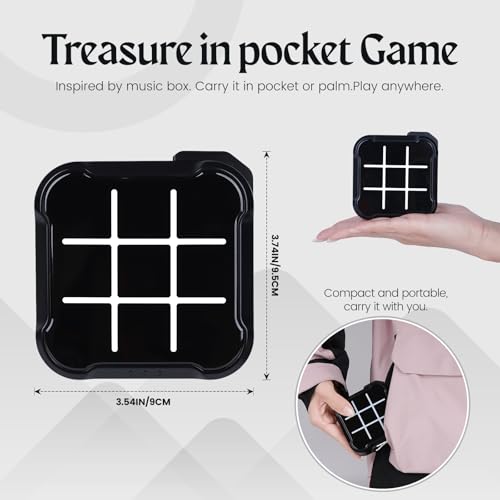 Tic Tac Toe, 4 in 1 Handheld Educational Game Machine, Electronic Tic Tac Toe Game for Education and Memory Growth, Home, Toy Board Game for Kids and Adults (Black) - color: Black
