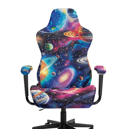Cosmos Computer Gaming Chair Cover 4 Piece Stretchable Elastic Fit Cat Scratch Proof Gaming Chair Seat Cover Non Slip Breathable Washable Slipcover with Armrest Protection for Game Room - color: Colorful Cosmos