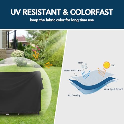 Easy-Going Patio Furniture Cover Waterproof Outdoor Rectangular Coffee Table Cover with Seal Tape at Seams (48"L x 28"W x 16"H, Black) - color: Black, size: 48"L x 28"W x 16"H