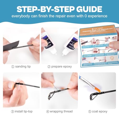 OJYDOIIIY Fishing Rod Tip Repair Kit, 10/20 Replacement Pole Tips with Complete Supplies, Parts and Instructions - color: 20 Tips