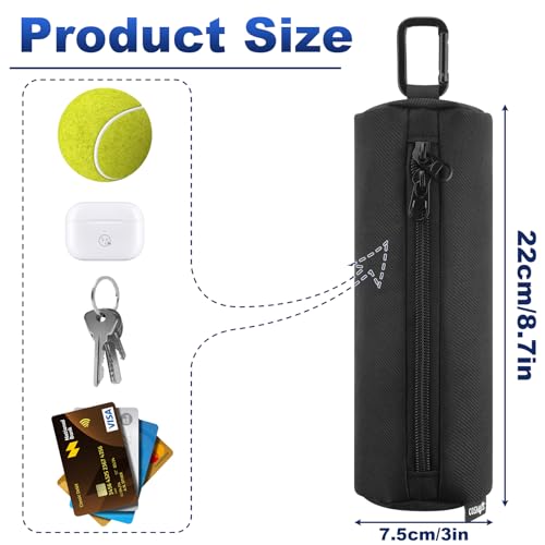 Cosmos Pickleball Ball Holder, Portable Carrying Storage Bag with Hook, Travel Accessory Pouch Holds 3 Pickleball Balls - color: Black