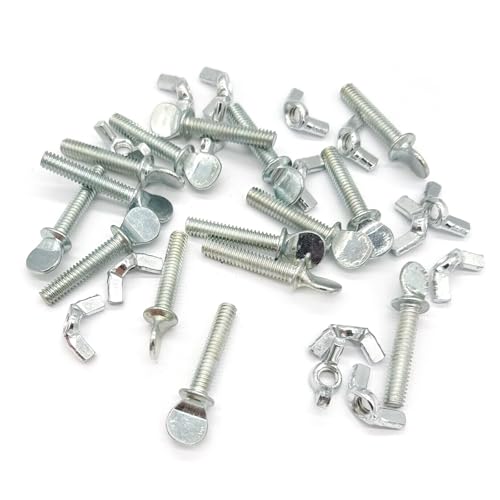 15 Sets 1/4"-20 x1-1/4 Thumb Screw Bolts and Wing Nut Kit Zinc Plated Finger Tight Racket Screw and Nut Tool-Free Racket & Sports Equipment Hardware Fitting Fastenings Assortment Kit - size: 15 Sets 1/4"-20 x1-1/4" ThumbScrews&WingNuts