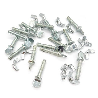 15 Sets 1/4"-20 x1-1/4 Thumb Screw Bolts and Wing Nut Kit Zinc Plated Finger Tight Racket Screw and Nut Tool-Free Racket & Sports Equipment Hardware Fitting Fastenings Assortment Kit - size: 15 Sets 1/4"-20 x1-1/4" ThumbScrews&WingNuts