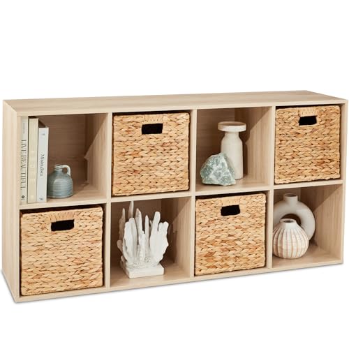 Best Choice Products 8-Cube Storage Organizer, 11in Shelf Opening, Bookcase, Display Shelf, Customizable w/ 3 Removable Back Panels – Light Oak - color: Light Oak, size: 8-Cube, 11in Shelf Opening, No Legs