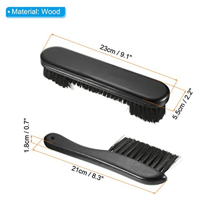 PATIKIL Billiard Pool Table Rail Brush Set, Pool Table Cleaning Brush Kit Wooden Handle Nylon Bristles for Billiards Table - color: Black