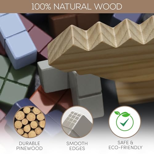 Tower Stack Game - 32PCS Wooden Balance Game with Building Blocks & Cards - Durable Tetra Tower Stacking for Kids & Adults - Fun 1+ Player Balance Stacking Games.