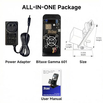 Bitaxe Gamma 601 Bitcoin Miner 1.2TH/s ASIC BM1370 Chip Solo Lottery BTC Miner 18W Low Power Consumption and OLED Display for Home Mining Black - color: Black