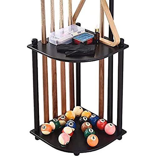 Billiard Stick Stand Pool Cue Holder Solid Wood Billiard Stick Stand Floor Stand Cue Rack Rack Holds 8 Cues Billiard Cue Stand And Set Of Pool Balls Free Standing