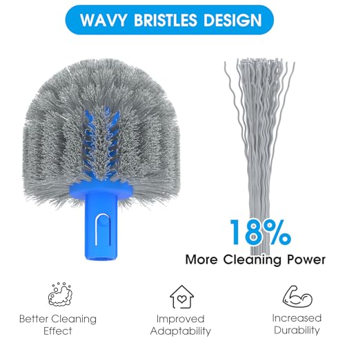 TidyMister 20'' 2 in 1 Pool Brush Head Cobweb Duster Heavy Duty Pool Cleaning Detachable Round Brush with EZ Clip & Wavy Nylon Bristles for Inground Pool & Above-Ground Pool (Without Pole) - size: 20.5inch
