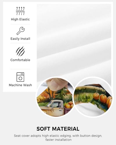 Savannan Office Chair Cover, Vintage Farm Truck Pumpkins Protective Stretch Elastic Universal Cover for Desk Task Chair,Computer Rotating Chair 1 Pcs Hello Autumn on Linen