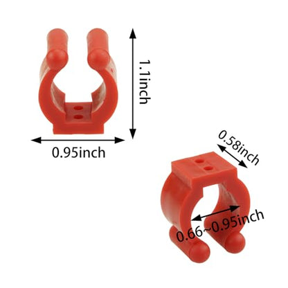 12 PCS Fishing Rod Clips, Wall Mount Fishing Pole Holder Clips for 0.66" to 0.95" Poles, Pool Cue Holder Storage Rack Replacement (Red) - color: Red