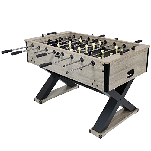 Sunnydaze Delano 54.5-Inch Indoor Foosball Table Adult Size - Soccer Game Table for Adults - 2 Balls - Gray Distressed Wood Look