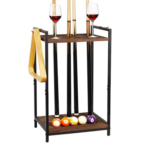 Pool Stick Holder Pool Cue Holder Rack Cue Stick Holder 10 Cues Billiard Cue Racks for Billiard Room Club Pool Table Accessaries (Torched Black 10-Hole) - color: Black