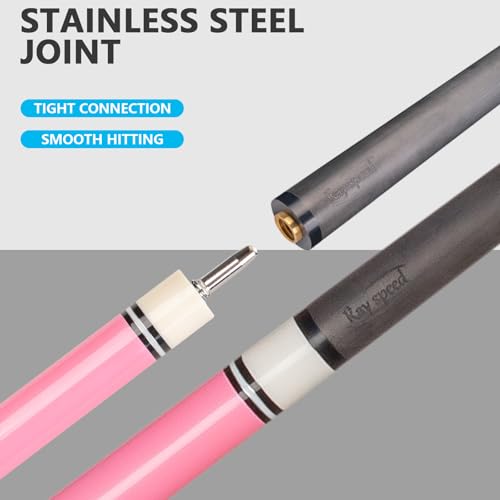 Carbon Fiber Pool Cue Stick 12.5mm Low Deflection Full Carbon Technology Pool Stick for Adults Professional Billiard Cue with Uni-loc Pin Joint - color: Pink