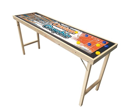 6-Foot Premium Shuffleboard Table w/Folding Legs, Pucks, and Optional LED Lights - Awesome Graphics - Choose Your Model - color: CUSTOM, size: 6-Foot w/ Base Model