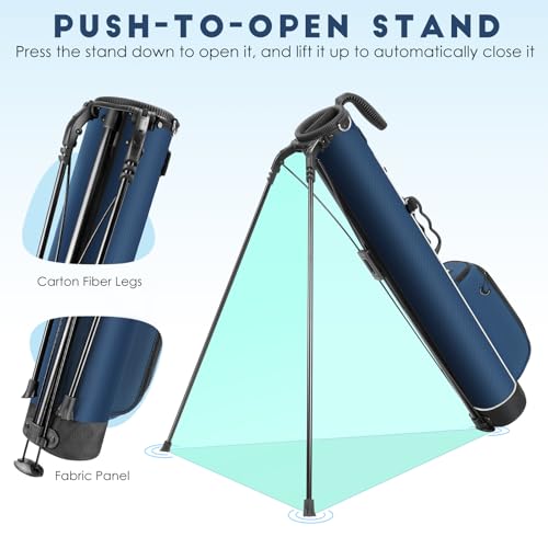 Findway Golf Stand Bag, Upgraded Par 3 Golf Bag Pitch n Putt Small Golf Bag with Ball Holder and Cooler Bag, Lightweight Golf Carry Bag for Men Women - color: Blue