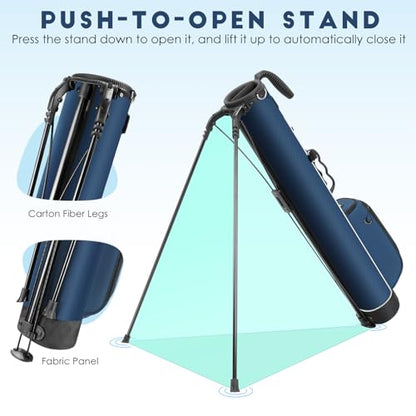 Findway Golf Stand Bag, Upgraded Par 3 Golf Bag Pitch n Putt Small Golf Bag with Ball Holder and Cooler Bag, Lightweight Golf Carry Bag for Men Women - color: Blue
