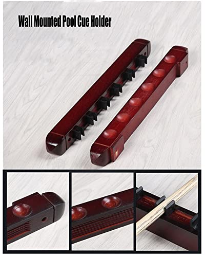 8 Pool Stick Holders, Wall Mounted Wooden Pool Cue Rack with Cue Clips, Suitable for Billiard Bar Clubs and Billiard Players