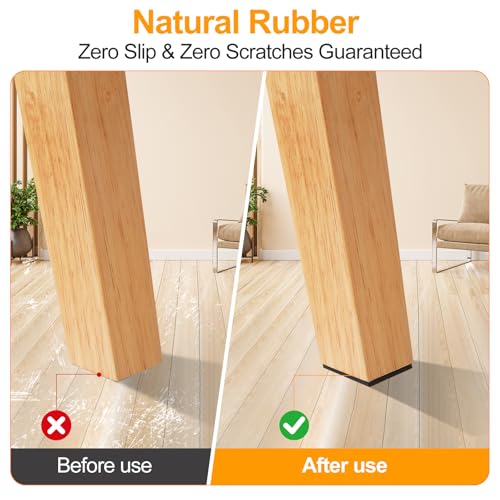 CHUNZEXI Non Slip Rubber Furniture Pads & Grippers, Self Adhesive Round Floor Protectors for Chair & Table Legs and Feet, 1 Inch, 48 Pack, Square - size: 1 inch 48 Square