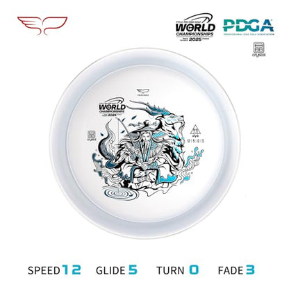 Yikun Disc Golf Ultra-Overstable Distance Driver|Pro Worlds 2025 Limited Edition|Powerful Hyzer Fade for Forehand/Backhand|Skip-Enhanced Approach Shots|PDGA Approved 170-175g - color: Pro Wolds 2025（Transparent）