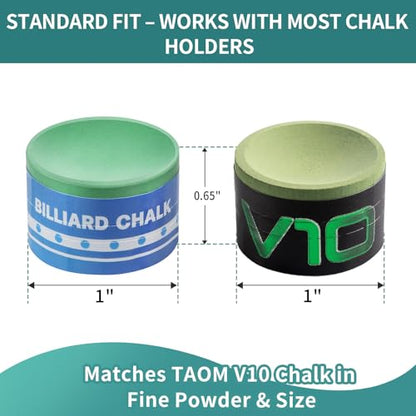 Pool Cue Chalk 2 Pack, Premium Round Pool Stick Chalk Billiard Table Accessories for Professional Tournament, Clubs, Bars, Home (Outstanding Performance, Reduce Miscue, Durable)- Green - color: Green-2 Pack