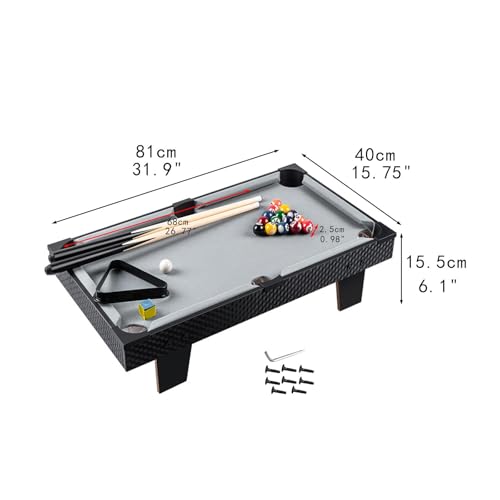 kowaku Mini Tabletop Pool Set Billiards Game Home Billiard Cues Game Balls Desktop Snooker for Kindergarten Bar Nursery Kids Adults, 81cmx40cmx15.5cm