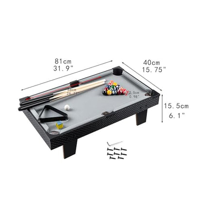Mini Tabletop Pool Set Billiards Game Home Pool Cues Interaction Toy Desktop Snooker Table Indoor Game Toy for Travel Table, 81cmx40cmx15.5cm