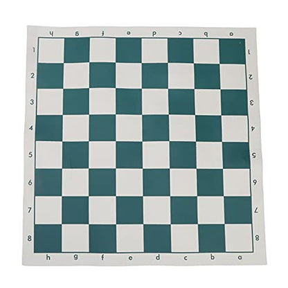 Chess Checkers Set, 42x42cm Portable Travel Board Games Folding Rubber Chessboard 32 Chess Pieces Set with Storage Bag for Adults Competition