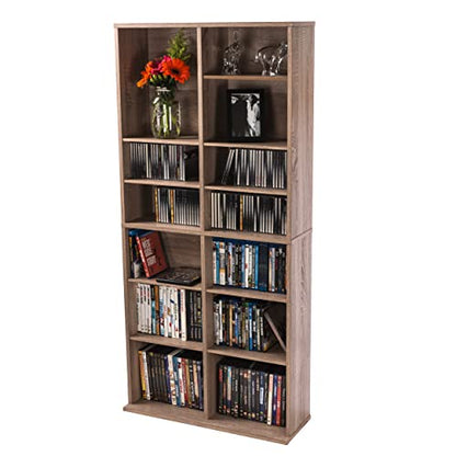 Atlantic Henley 464 Media Storage Cabinet Contemporary Rustic– Protects & Organizes Prized Music, Movie, Video Games Toys & Dolls, Trading Cards, or Sports Memorabilia Collections, Weathered Oak