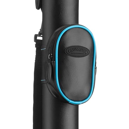 Casemaster Q-Vault Supreme Billiard/Pool Cue Hard Case, Holds 1 Complete 2-Piece Cue (1 Butt/1 Shaft) - color: Black with Blue Trim