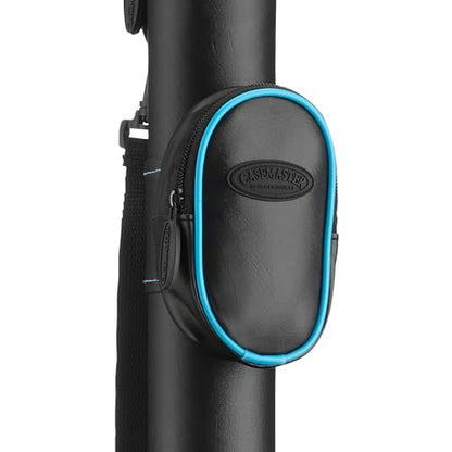 Casemaster Q-Vault Supreme Billiard/Pool Cue Hard Case, Holds 1 Complete 2-Piece Cue (1 Butt/1 Shaft) - color: Black with Blue Trim