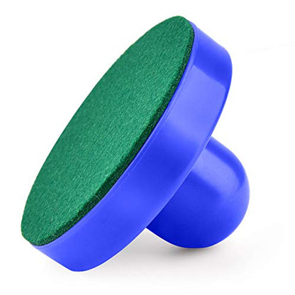 Coopay Air Hockey Pushers and Pucks, Air Hockey Paddles with Felt Bottoms, Goal Handles Paddles Replacement Accessories with a Drawstring Bag for Game Tables (4 Striker, 8 Red Puck Pack) - color: Blue, Green, Yellow, Purple
