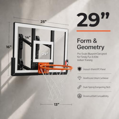 Efficraft Mini Basketball Hoop, Adjustable Indoor Wall Mount, Silent Ball | 7 Level Adjustable Height, Quiet&Bounce Dual Ball Set, Shatter Resistant pc Backboard, Spring Metal Rim, Metal Bracket - color: White, size: Small