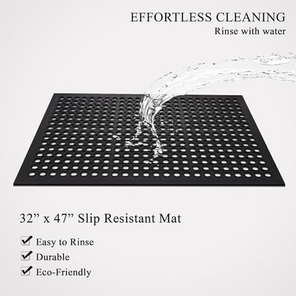 A1 Home Collections New All Purpose Anti Fatigue Versatile Rubber Floor Mat with Drain Holes, Workplace Mat, Restaurant Kitchen Mat, Bar Area Mat, Commercial, Industrial Anti Fatigue Mat 32x47 Inches - size: 47"L x 32"W x 0.6"Th