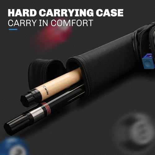 Kmise Pool Cues，Professional Billiard Pool Cue Stick with Hard Case 58" Canada Maple 13MM Tips, Low Deflection Technology - Perfect for Home Bars & Billiard (20oz Black)
