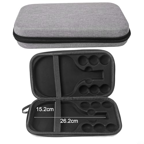 Table Tennis Racket Bag, Hard EVA Case for 2 Paddles & 6 Balls, Protective Storage Box with Soft Lining, Portable Carry Handle for Ping Pong Equipment - size: Grey