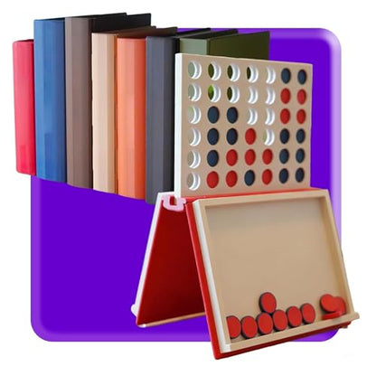 Magnetic 3D Printed Board Game Set, Portable Book Design Classic Board Games - Connect Four 4 in a Row, Chess, Hangman, Sea Battle, Backgammon, Mancala for Adults Family Travel Party