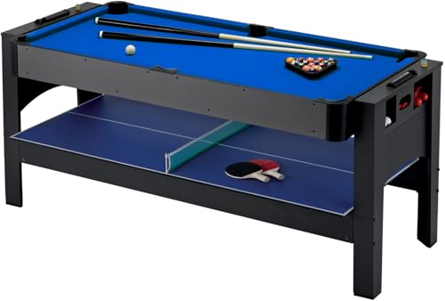 Fat Cat 3-in-1 6' Flip Multi-Game Table - color: Blue Cloth Playfield