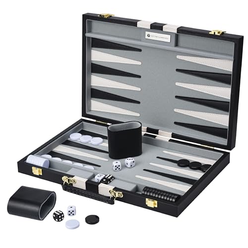 Get The Games Out Backgammon Set, Classic Board Game Case, 2 Players, Includes Strategy & Tip Guide, Perfect for Parties and Family Game Nights - Small, Black - color: Black, size: Small