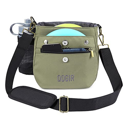 QOGIR Lightweight Disc Golf Bag: Durable Disc Golf Bag with 8+ Disc Capacity, Introductory Discs Golf Bag, Holds Water Bottle and Accessories, Great for Beginners - color: Green