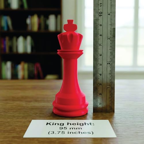 Staunton Chess Pieces Half Set, 17 Red Pieces, 3.75" King | Made in USA - color: Red