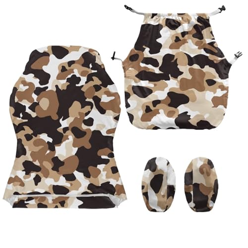 Brown Camouflage Pattern Set of 4 Gaming Chair Covers with Armrest Covers Anti-Slip Stain Resistant Gaming Chair Cover Set Stretch Computer Chair Seat Slipcovers - color: Brown Camouflage Pattern
