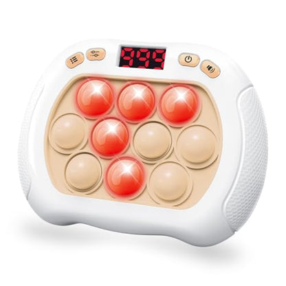Intoypad Pop Game Light Up Fidget Toy for Kids, 6 Modes LED Screen Quick Push Game Controller Electric Fidget Popper Car Games Quick Push Bubble Games Birthday Toys for Kids White - style: White